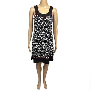 Saint Tropez West Tunic Mini Dress 6 Black/White Sleeveless Red Trim Beach